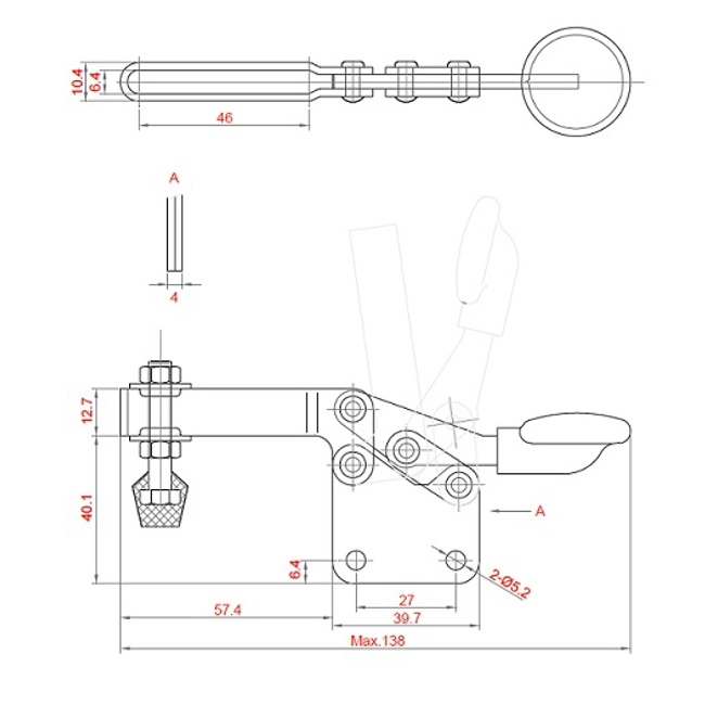 Vendita online Bloccaggio orizzontale base dritta braccio regolabile 70 Kg.
